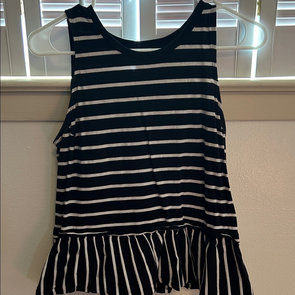 Striped Black and White Sleeveless Top
